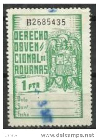 2155-SELLO FISCAL DENTADO GRUESO 1ª SERIE DE ESTE TIPO, ,ETAPA  FRANCO ,DERECHO OBVENCIOANAL DE ADUANAS. - Revenue Stamps