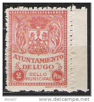 2241- 2  PESETAS SELLO MUNICIPAL LOCAL NUEVO** AYUNTAMIENTO LUGO SPAIN REVENUE FISCALES LOCALES FiscauX STEMPELMARKEN,LU - Emisiones Nacionalistas