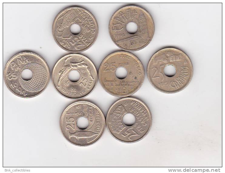 Spain 25 Pesetas 1990-2008 ,9 Different Coins - 25 Pesetas