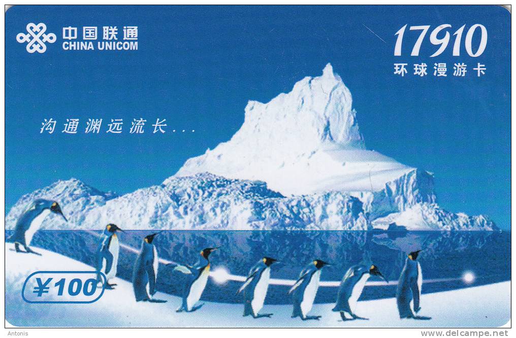 CHINA - Pinguins, China Unicom(IP) Prepaid Card, Exp.date 31/07/08, Used - Pinguins