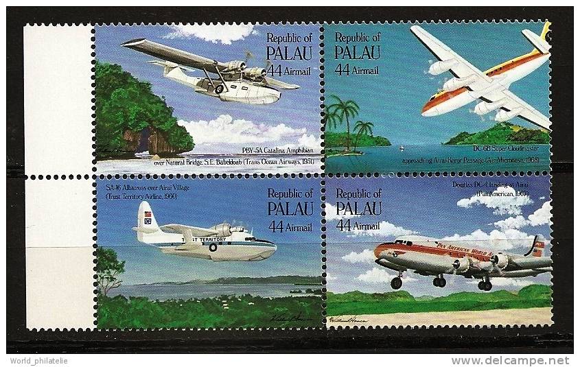 Palau 1985 N° PA 10 / 3 ** Avions, Service Postal Aérien, Catalina, Super Cloudmaster, Albatros, Douglas, Hydravions - Palau