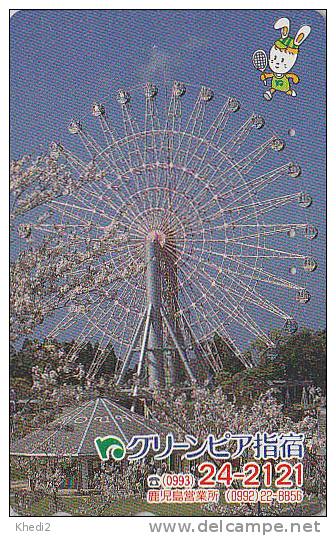 Télécarte Japon - PARC D´ATTRACTION / Grande Roue Lapin TENNIS - AMUSEMENT PARK Japan Phonecard  - ATT 210 - Jeux