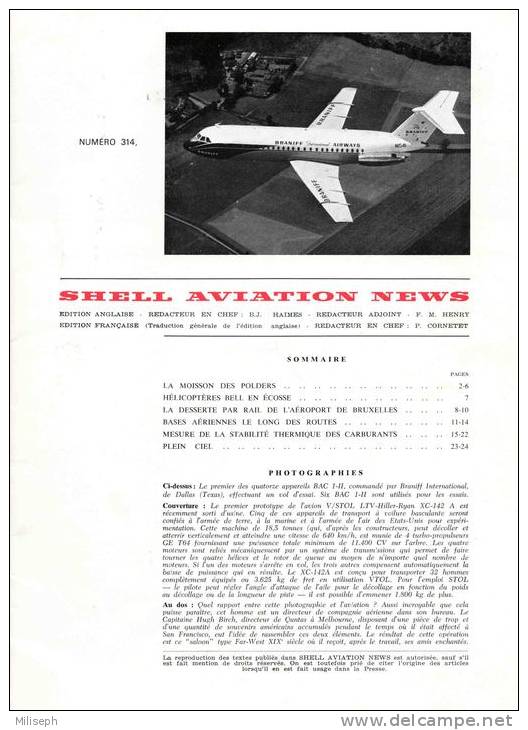 Magazine SHELL AVIATION NEWS - N° 314 +/- 1965 - Débris POLDERS - Aéroport BRUXELLES - Avions SUEDE (3115) - Aviation