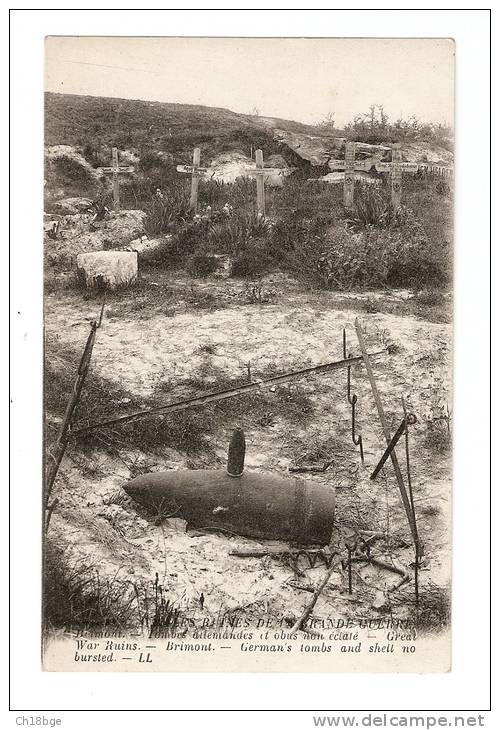 CPA : 51 - Brimont : Tombes Allemandes Et Obus Non éclaté - Oorlogsbegraafplaatsen