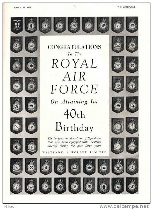 Magazine THE AEROPLANE - 28 March 1958 - ROYAL AIR FORCE 40th ANNIVERSARY  (3120) - Fliegerei
