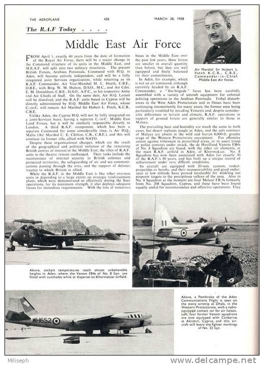 Magazine THE AEROPLANE - 28 March 1958 - ROYAL AIR FORCE 40th ANNIVERSARY  (3120) - Aviation