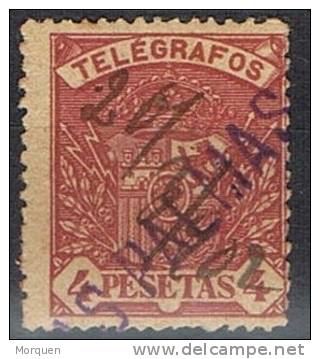 Sello 4 Pts Carmin Telegrafos 1901, Lineal LAS PALMAS, Num 37 º - Telegramas