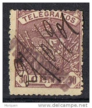 Sello 30 Cts Violeta Telegrafos 1901, Lineal BARCELONA, Num 34 º - Telegramas