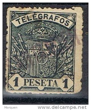 Sello 1 Pts Azul Telegrafos 1901, Lineal SANTANDER, Num 36 º - Télégraphe