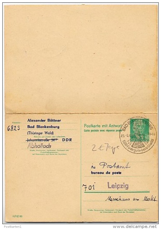 Sost. MESSEHAUS MARKT LEIPZIG 1970 Auf DDR P70 II  Antwort-Postkarte ZUDRUCK BÖTTNER #2 - Privé Postkaarten - Gebruikt