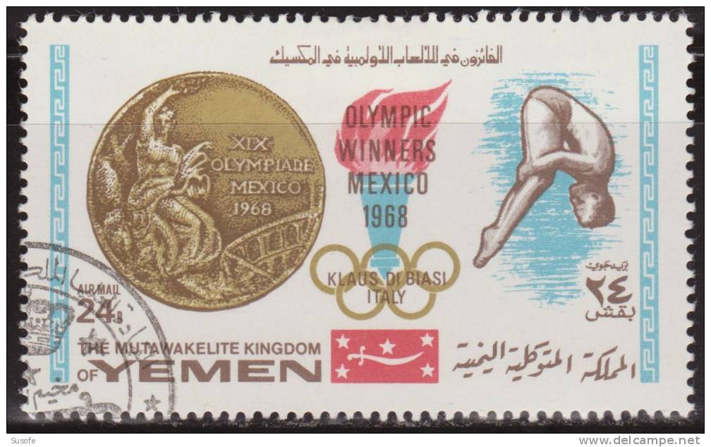 Yemen 1968 Michel 622A Sello * Olimpic Winners Mexico Klaus Di Biasi Italia Yvert PA84C  Yemen Stamps Timbre Briefmarke - Yemen