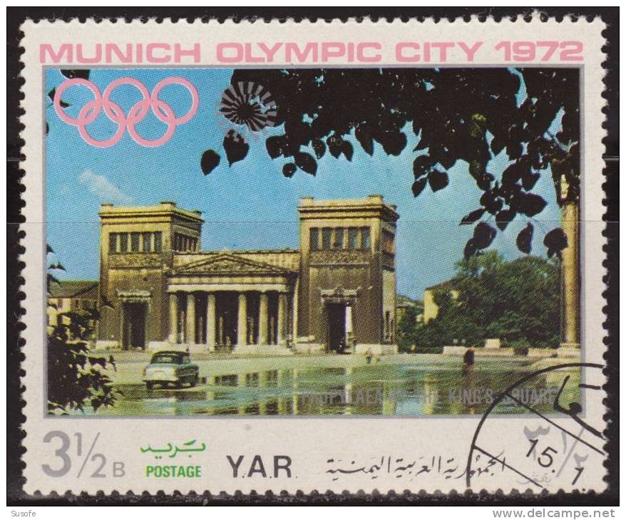 Yemen YAR 1970 Michel 1236 Sello * Buildings In The Olympic City Of Munich JJOO Monumentos The King's Square Yvert 232E - Yemen