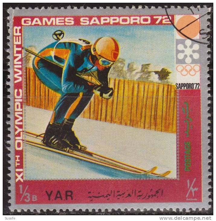 Yemen YAR 1972 Michel 1440 Sello * Juegos Olimpicos Invierno Sapporo Sky Downhill Skiing Yvert 246A Yemen Stamps Timbre - Yemen