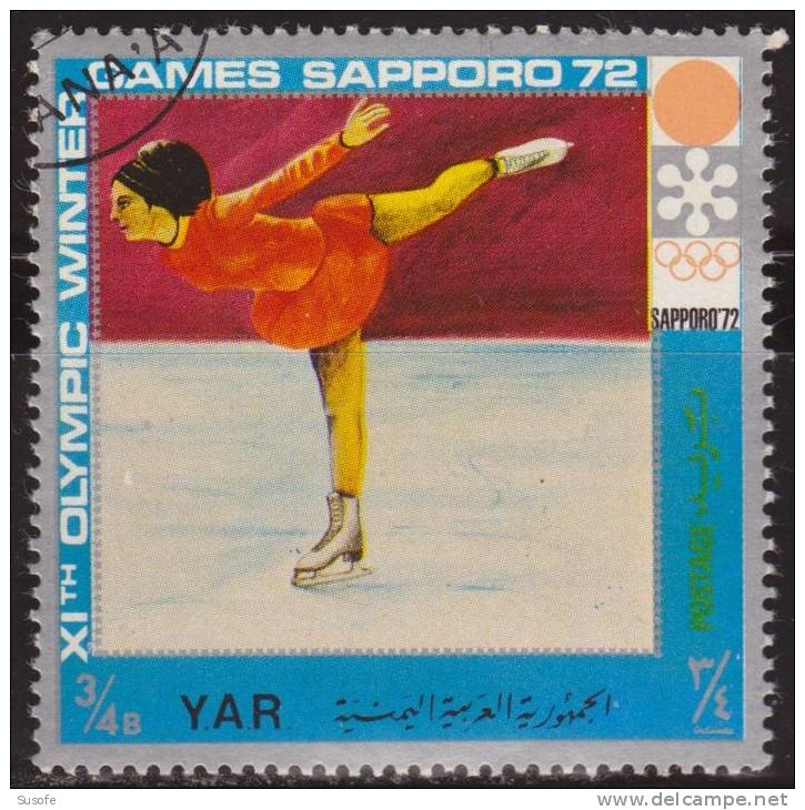 Yemen YAR 1972 Michel 1441 Sello * Juegos Olimpicos Invierno Sapporo Patinaje Hielo Women's Figure Skating Yvert 246B - Yemen