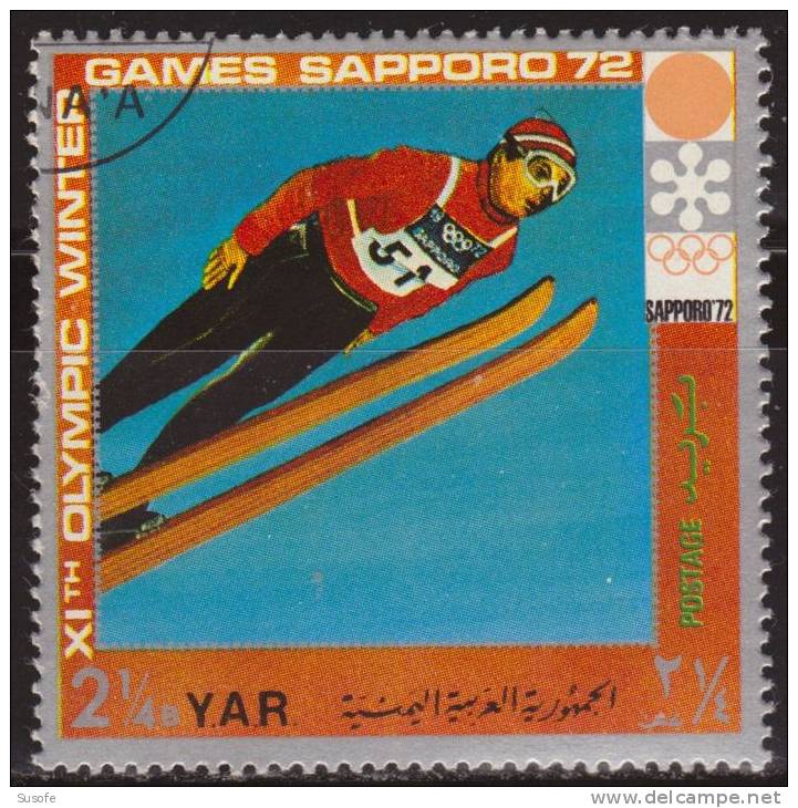 Yemen YAR 1972 Michel 1444 Sello * Juegos Olimpicos Invierno Sapporo Saltos Esqui Ski Jumping Yvert 246E Yemen Stamps - Yemen