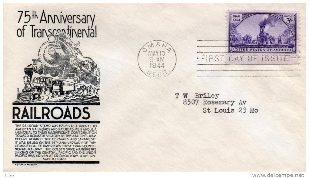 1944 USA First Day Cover - 1941-1950