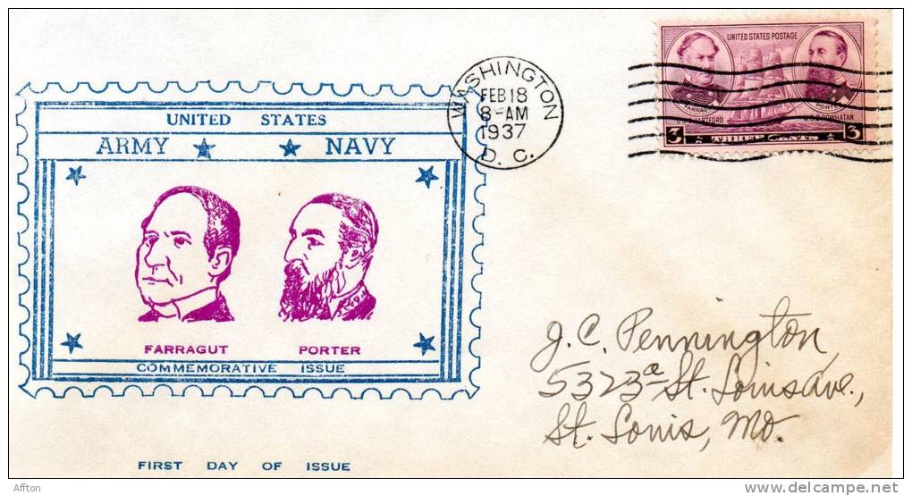 1937 USA First Day Cover - 1851-1940