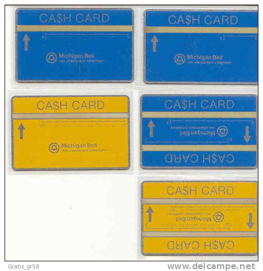 United States - Michigan Bell Cash Card,Set 5 Cards,  Mint - [1] Holographic Cards (Landis & Gyr)