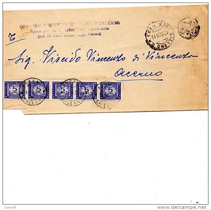 1954  LETTERA CON ANNULLO SALERNO - Impuestos