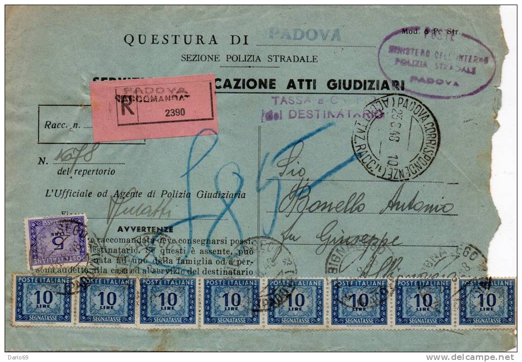 1948  LETTERA CON ANNULLO PADOVA - Impuestos