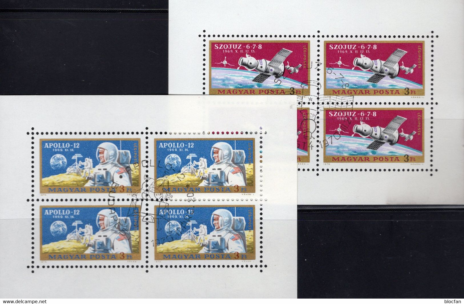 SOJUS 6-7-8 Magyar 2575/6 Kleinbogen O 8€ Raumfahrt 1970 Erde Mond Blocs M/s Space Hoja Sheetlets Sheets Bf Hungary - Other & Unclassified