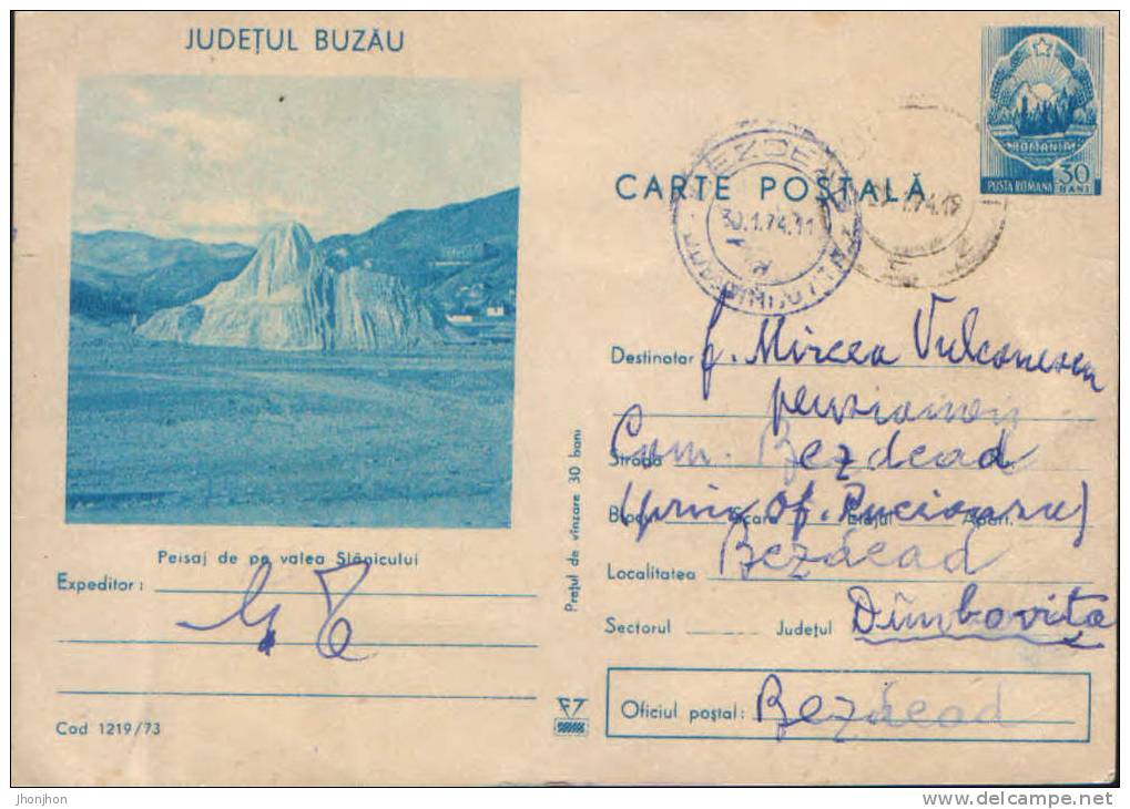 Romania-Postal Stationery Postcard 1973- Slanic Mountain Of Salt - Vulkanen