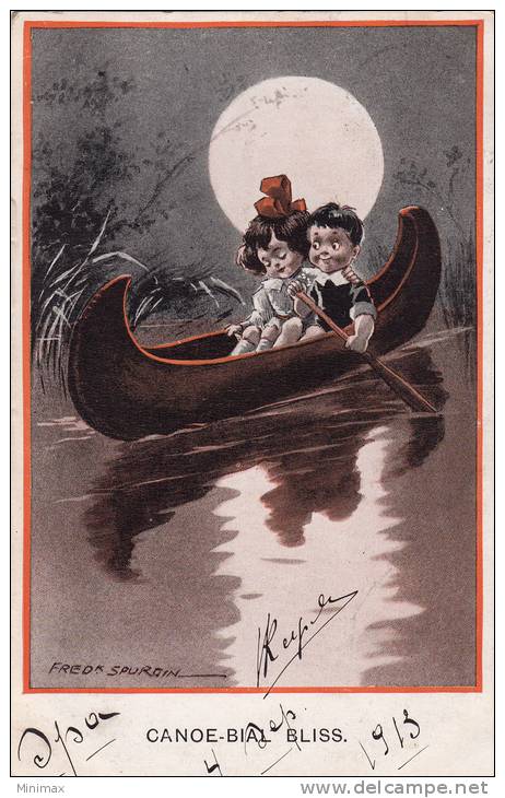 Dessin De Fred Spurgin- Canoe - Bial Bliss, 1913, Enfants - Spurgin, Fred