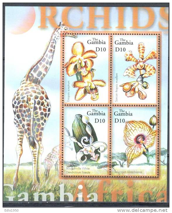 Gambia 2002 Orchids - Animals  Sc#2580  -MNH (**) - Gambia (1965-...)