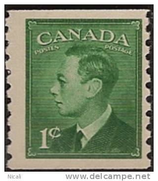 CANADA 1949 1c Green Coil KGVI SG 419 UNHM NC262 - Neufs