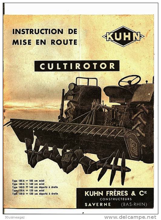 Livret Instruction Mise En Route Cultirotor Kuhn, Saverne - Agricultura