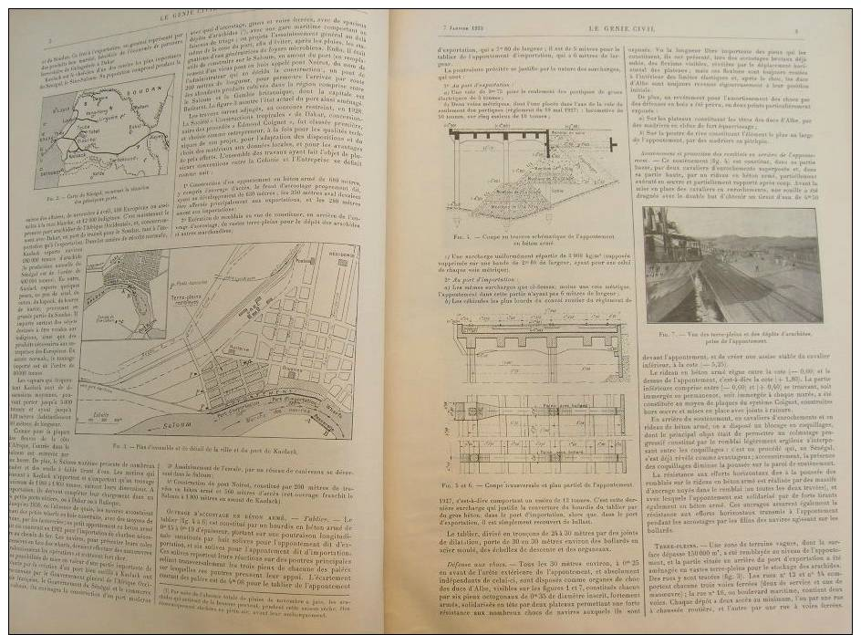 GENIE CIVIL 1933 N°01:SENEGAL PORT DE KAOLACK/FELDSPATH ST CHELY D'APCHER/KAOLIN BRETAGNE TREFLEVENEZ LANDELLE VAUBLANC - Autres & Non Classés