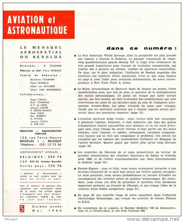Magazine AVIATION Et ASTRONAUTIQUE - Mai 1966 -  BOEING - HANOVRE -      (3124) - Aviation