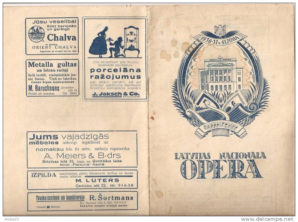 Latvia - OldLatvian National Opera Programm 1936 - 1937 - 36 Pages - Rare Program - Programs