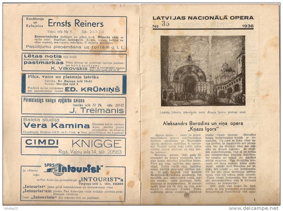 Latvia - OldLatvian National Opera Programm 1936 - 1937 - 36 Pages - Rare Program - Programs