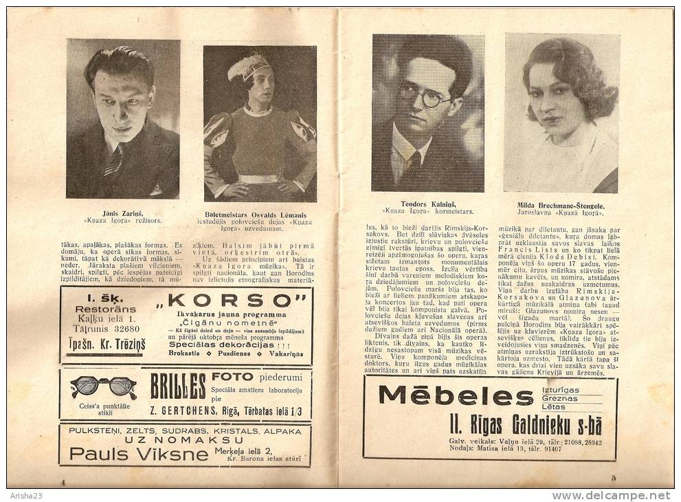 Latvia - OldLatvian National Opera Programm 1936 - 1937 - 36 Pages - Rare Program - Programs