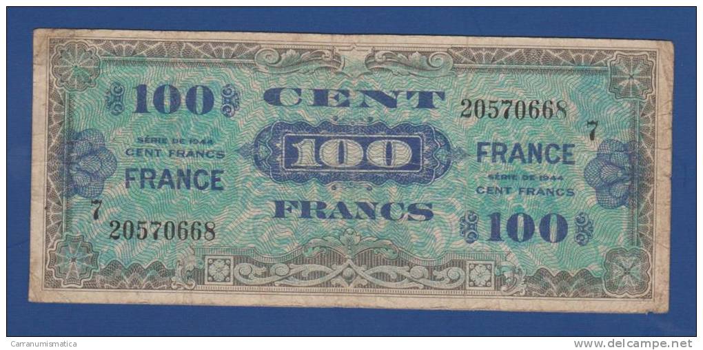 FRANCE -ALLIED MILITARY CURRENCY - 100 Francs (FRANCE) - Série 1944 - 1945 Verso Francés