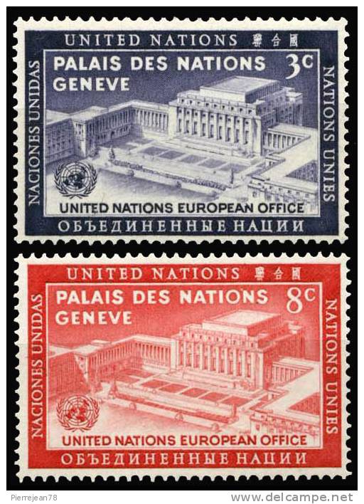 25 à 26  NATIONS UNIES NEW YORK  1954  PALAIS DES NATIONS A GENEVE - Neufs