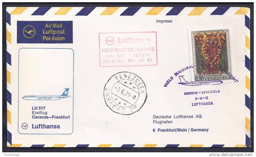FIRST FLIGHT - Lufthansa LH 517 Caracas-Frankfurt - 03 June 1971 - Venezuela