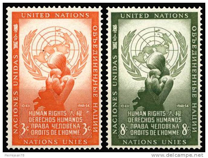 29 à 30  NATIONS UNIES N° 1954  JOURNEE DES DROITS DE L'HOMME - Unused Stamps