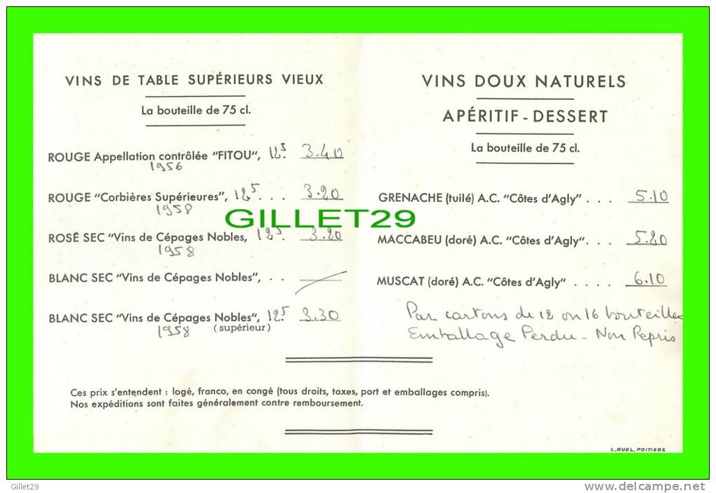 PUBLICITÉ - APÉRITIF-TABLE-DESSERT, PAZIOLS (11) - CAVE COOPÉRATIVE DES VITICULTEURS - Alcohols