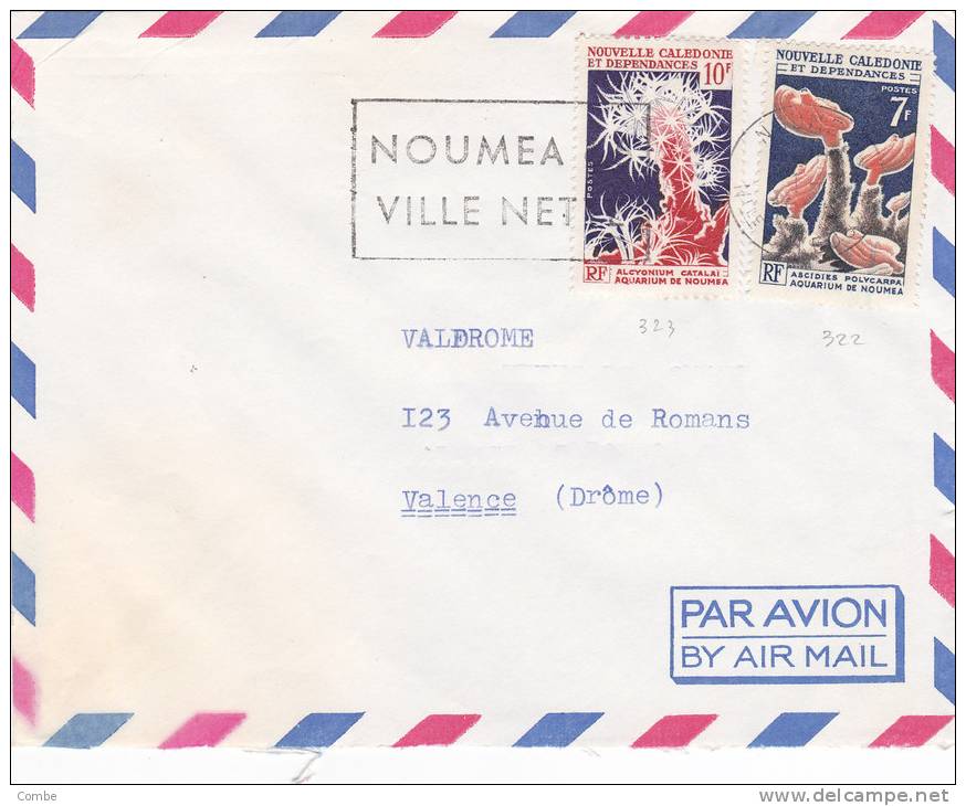 MARCOPHILIE, Nouvellecalédonies, Lettre , 1964 , NOUMEA, Yv 322.323 Aquarium Nouméa /3409 - Cartas & Documentos