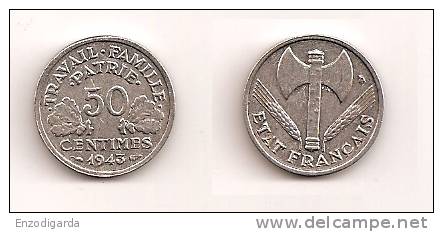 50 Centimes - Bazor, Francisque, Légère - Aluminium - ETAT SUP - 1943 - G 425 - F 196-1 - 50 Centimes