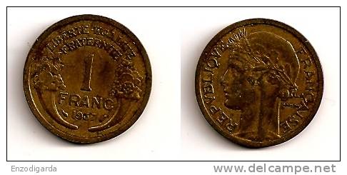 1 Franc - Morlon - Bronze-Aluminium - ETAT TTB - 1937 - G 470 - F 219-8 - 1 Franc