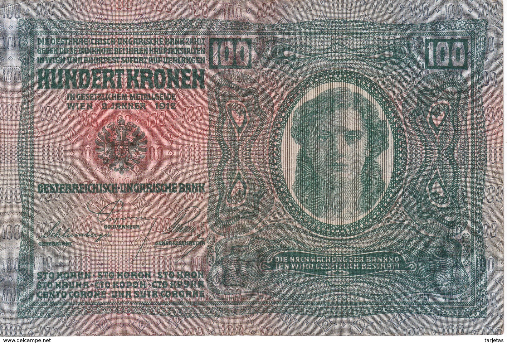 BILLETE DE AUSTRIA DE 100 KORONA DEL AÑO 1912 (BANK NOTE) - Austria