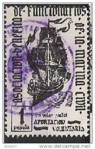 3054-.SPAIN REVENUE.FISCAUX,CINDERELLAS.BOATS.SHIPS BARCOS FISCAL ASICIACION BENEFICA MARINA CIVIL - Revenue Stamps