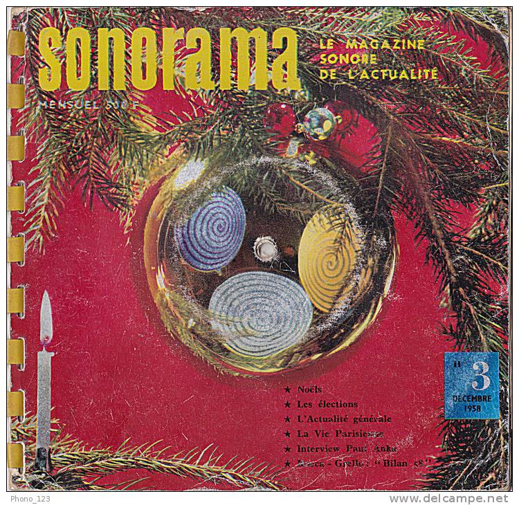 33 Tours - SONORAMA - N° 3  DECEMBRE 1958 -  Noël - Paul Anka - Limitierte Auflagen