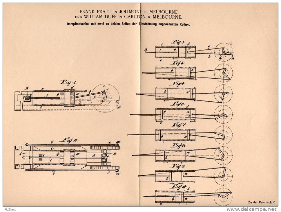 Original Patentschrift - F. Pratt Und W. Duff In Jolimont Und Carlton , 1901 , Steam Engine , Dampfmaschine , Melbourne - Tools