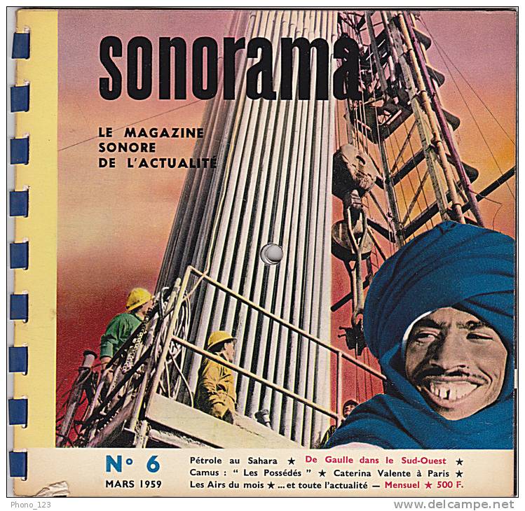 33 Tours - SONORAMA - N° 6 - Mars 1959 - Pétrole Au Sahara - De Gaulle - Camus - Edizioni Limitate