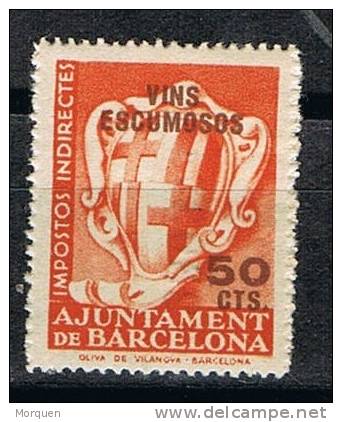 Sello Fiscal Impuestos VINS ESCUMOSOS, 50 Cts, Ayuntamiento De Barcelona ** - Revenue Stamps