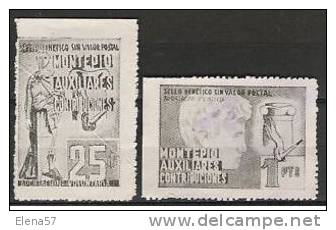 3064-LOTE COMPUESTO POR 2 FISCALES GRAN FORMATO RAROS,MONTEPIO  	 FISCAUX STEMPELMARKEN REVENUE SPAIN ESPAÑA FISCALES CO - Revenue Stamps